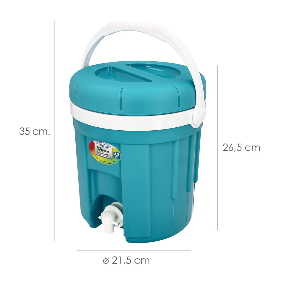 BIDON TERMICO CON GRIFO DISPENSADOR 4,5 LITROS. medidas